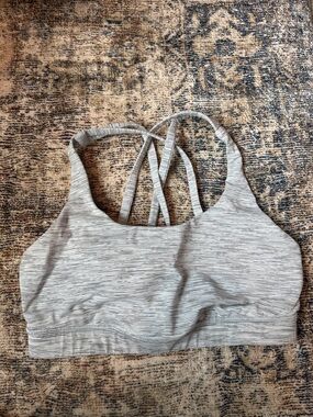 lululemon athletica Gray Striped Crossback Sports Bra